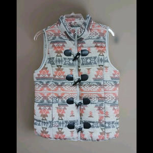 RUFF HEWN Women's Western Quilted Puffer Aztec Navajo Wool Blend Vest Small